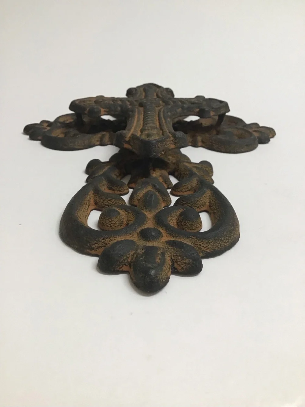 Cast Iron Double Cross Ornate Religious Primitive Rustic Heavy Wall or Garden